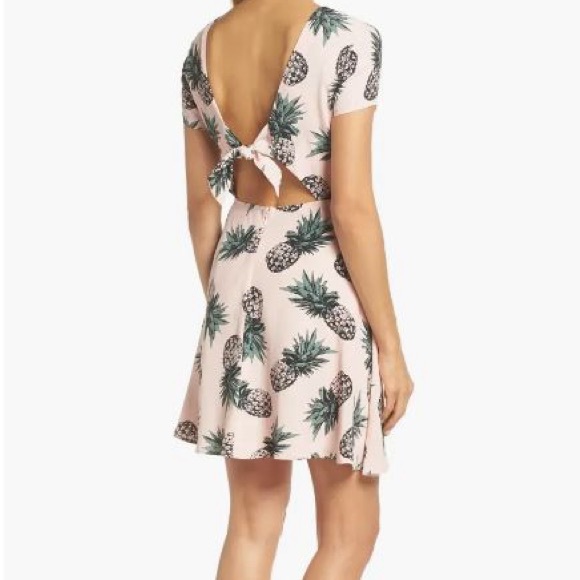 BB Dakota by Steve Madden Pineapple Print Tie Back Fit & Flare Dress - Picture 2 of 9